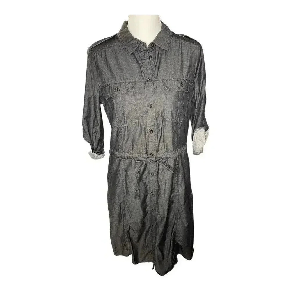 Gap‎ Women’s Medium Cinched Waist Long Sleeved Shirt Dress